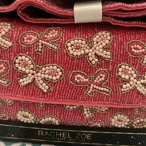 Rachel Zoe Pink Beaded Bow design beaded shoulder bag NEW
